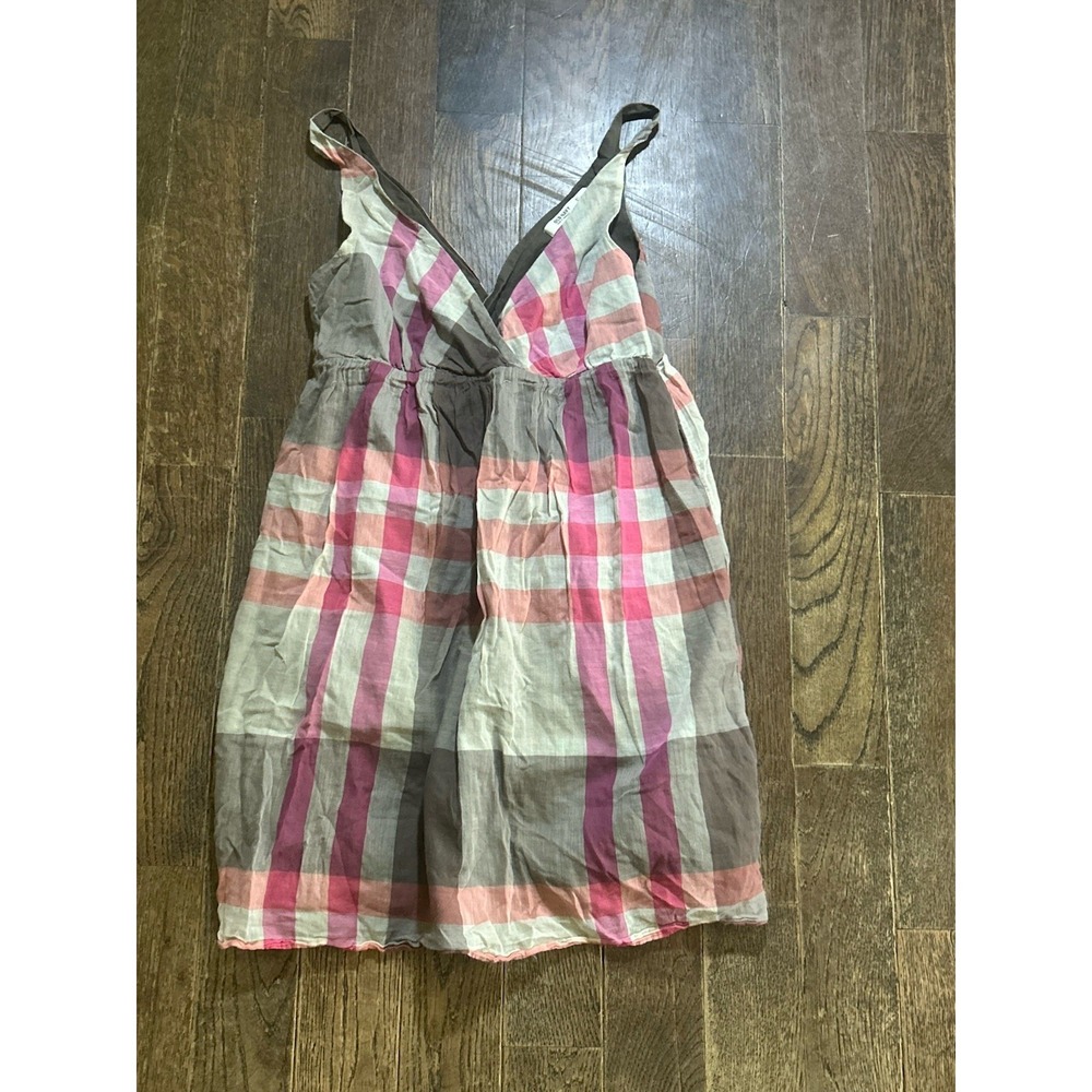 Womens Old Navy Dress Small Plaid Checked V-Neck Sleeveless Lined 100% Cotton